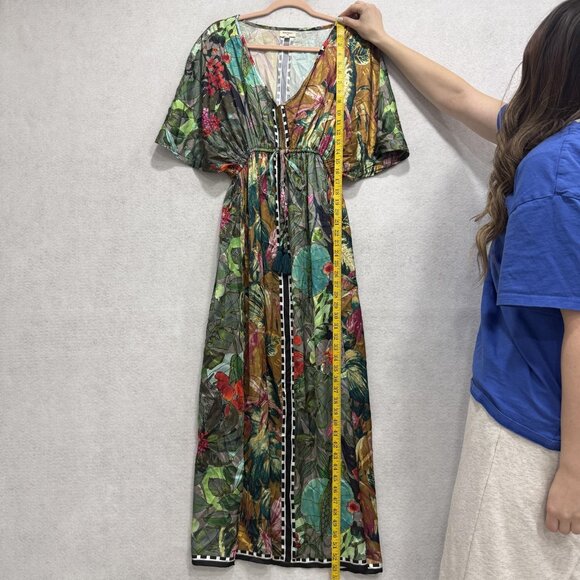 World Market Dress Womens Small Medium Multicolor Floral Kimono Caftan Maxi - Picture 4 of 8